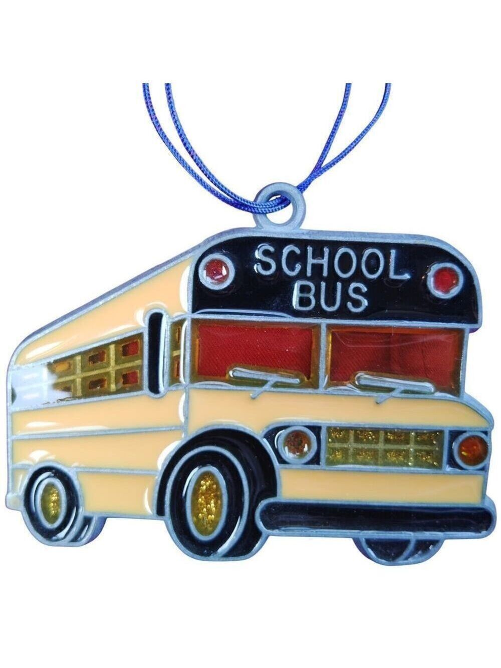 School Bus Christmas Glass Ornaments